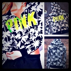VS PINK FULL ZIP PALM TREE HOODIE
